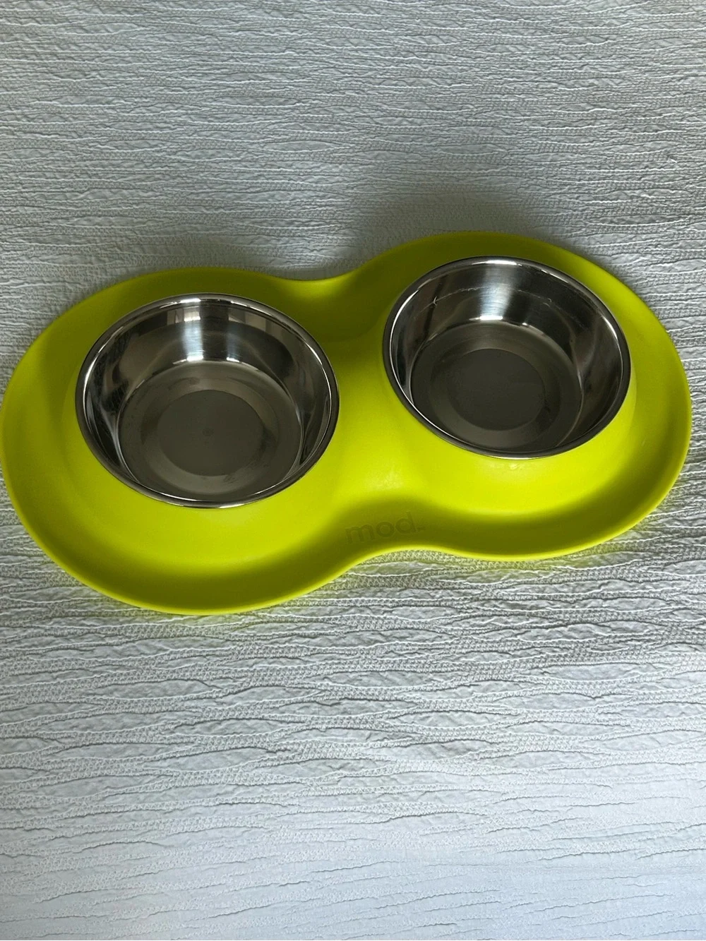 Mod -Double Stainless Steel Pet Bowls in Lime Yellow Stand
